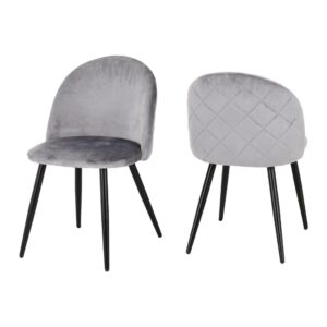 Set of 4 Marlow Grey Velvet Dining Chairs