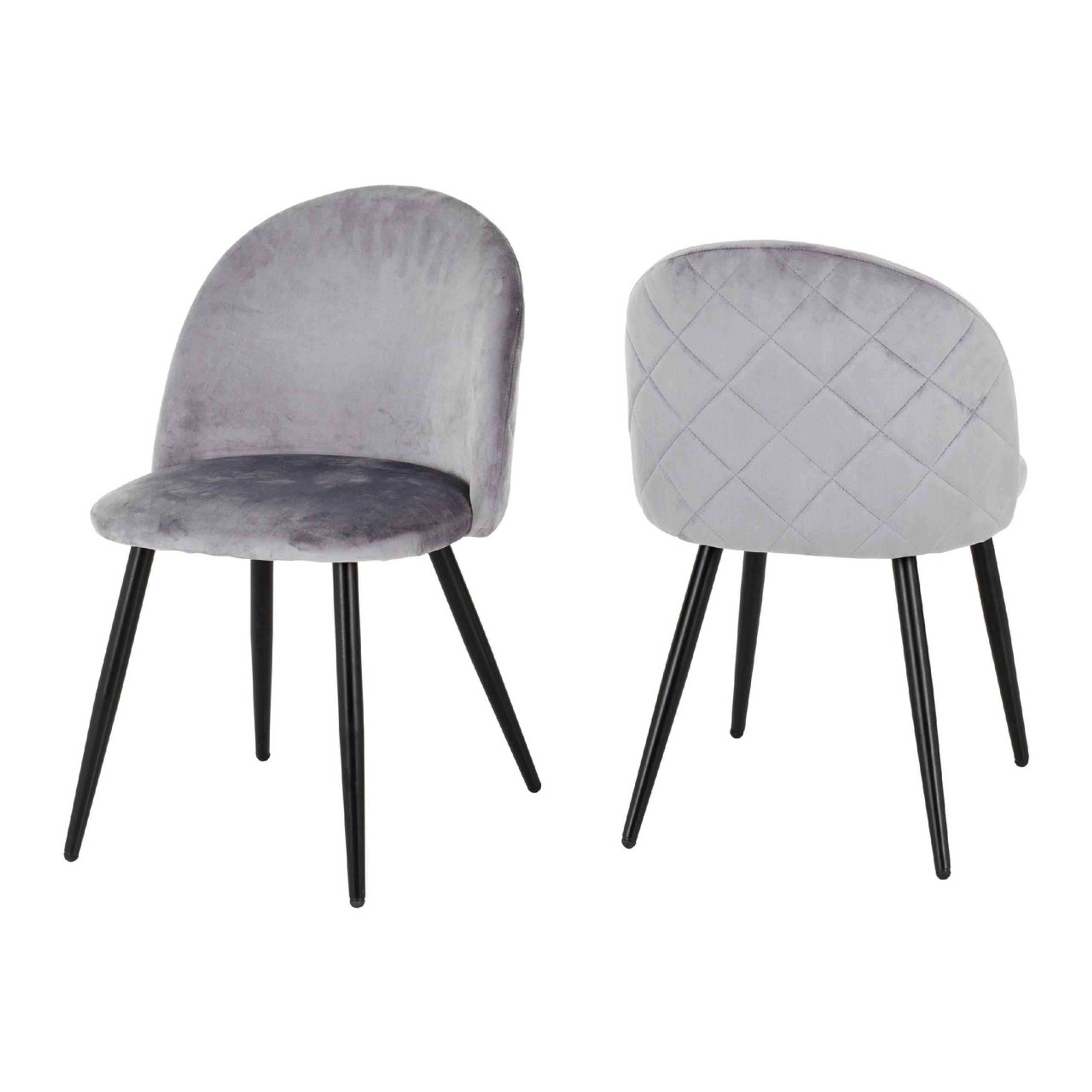 Set of 4 Marlow Grey Velvet Dining Chairs