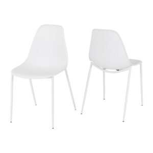 Pair of Bendal White and Beech Dining Chairs